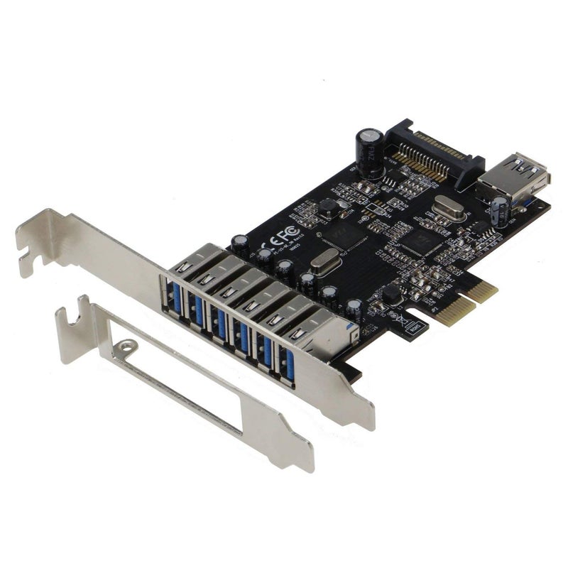Sedna - PCIE 7 Port USB 3.1 Gen I (5Gbps) Adapter Card (6 External and 1 Internal Ports) with Low Profile Bracket - Image 1